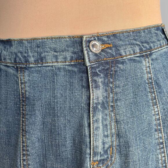 Deadstock Y2K Quacker Factory Embellished Denim Maxi Skirt Rhinestone Details - Picture 6 of 11